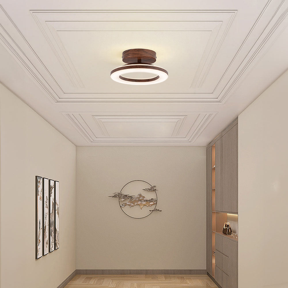 Ronde Plafondlamp Hout Design Warm Neutraal Licht voor Gang Keuken Hal 20 of 30 cm Scandinavisch Stijl | Sulvida