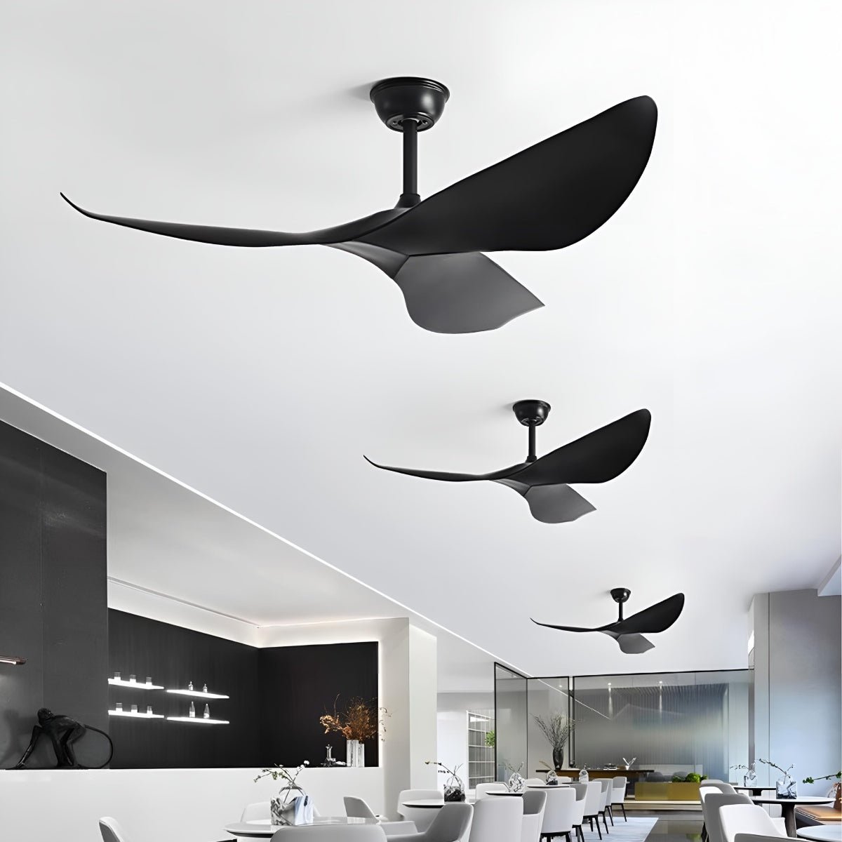 Plafondventilator DC Motor Zwart 6 Snelheden Omkeerbaar Minimalistisch Design voor Slaapkamer en Woonkamer | Sulvida