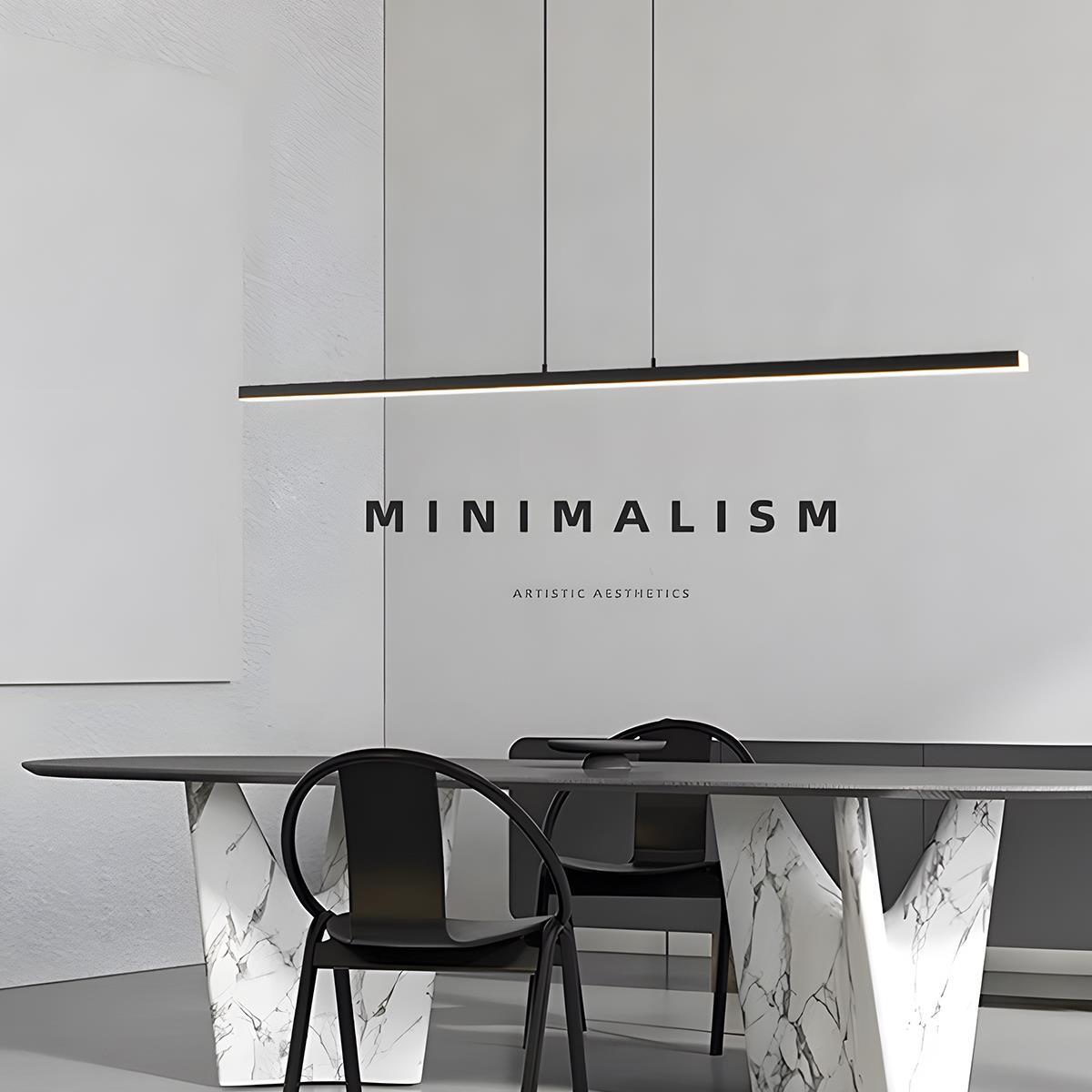Smalle Hanglamp LED Zwart Dimbaar met Afstandsbediening Moderne Stijl 3 Lengtes Eetkamer Keuken Woonkamer | Sulvida