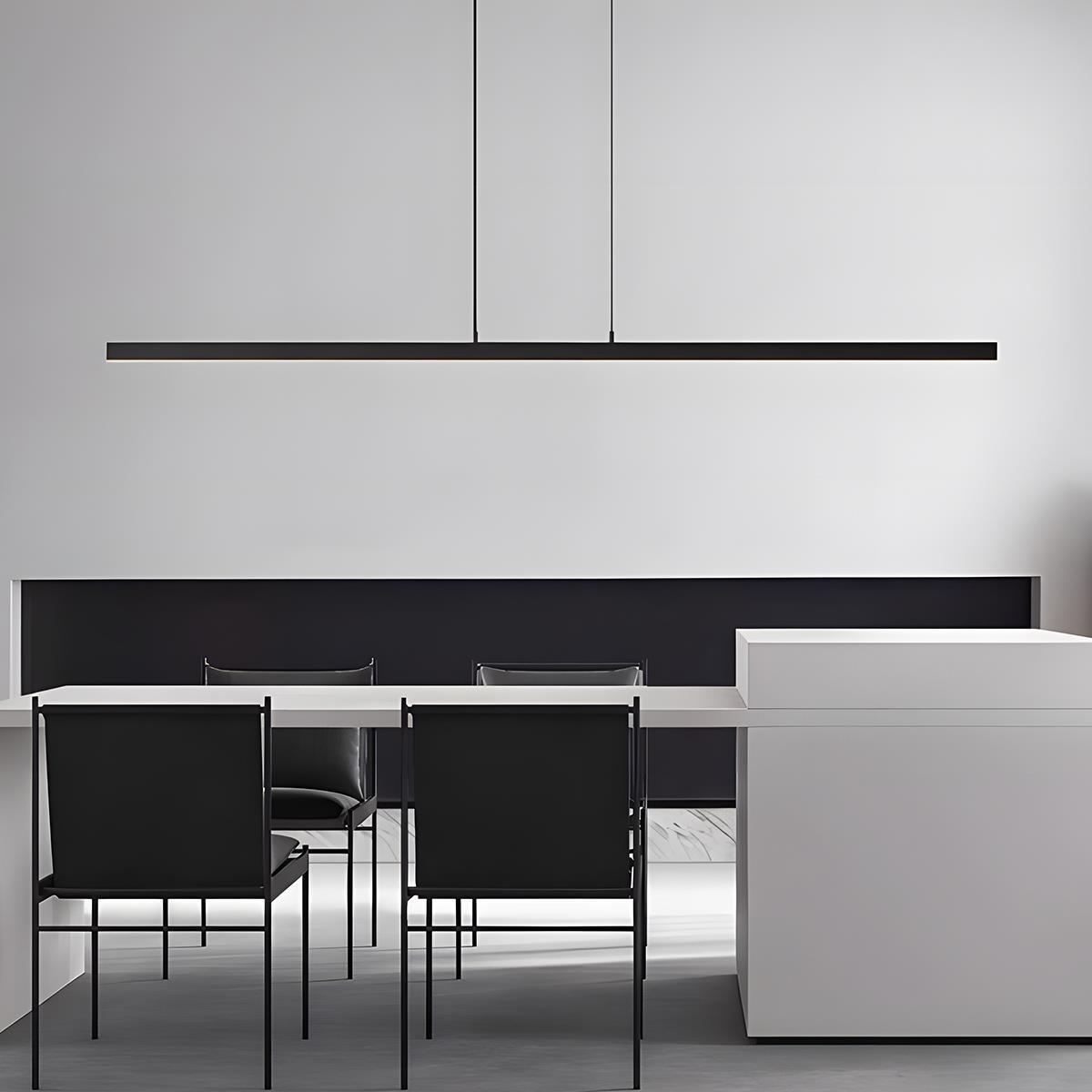 Smalle Hanglamp LED Zwart Dimbaar met Afstandsbediening Moderne Stijl 3 Lengtes Eetkamer Keuken Woonkamer | Sulvida