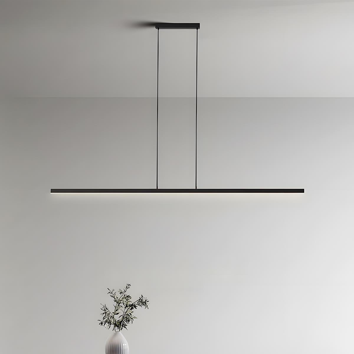Smalle Hanglamp LED Zwart Dimbaar met Afstandsbediening Moderne Stijl 3 Lengtes Eetkamer Keuken Woonkamer | Sulvida