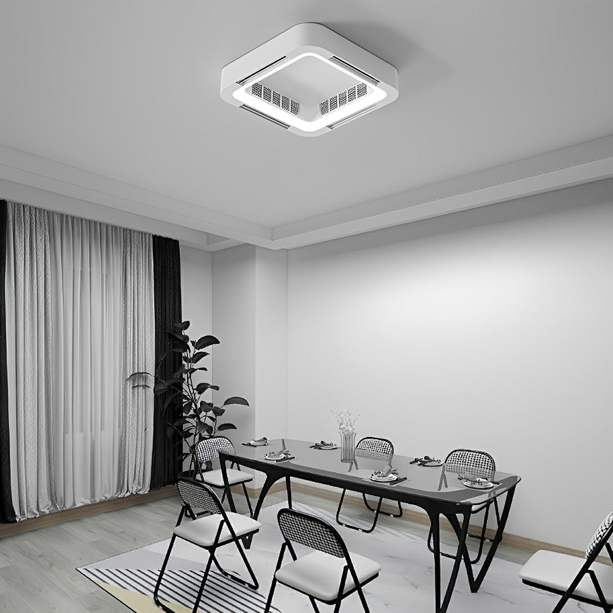 Bladloze Plafondventilator met LED-verlichting 4500lm Dimbaar 3000K-6000K Afstandsbediening voor Ruimtes tot 16m² | Sulvida