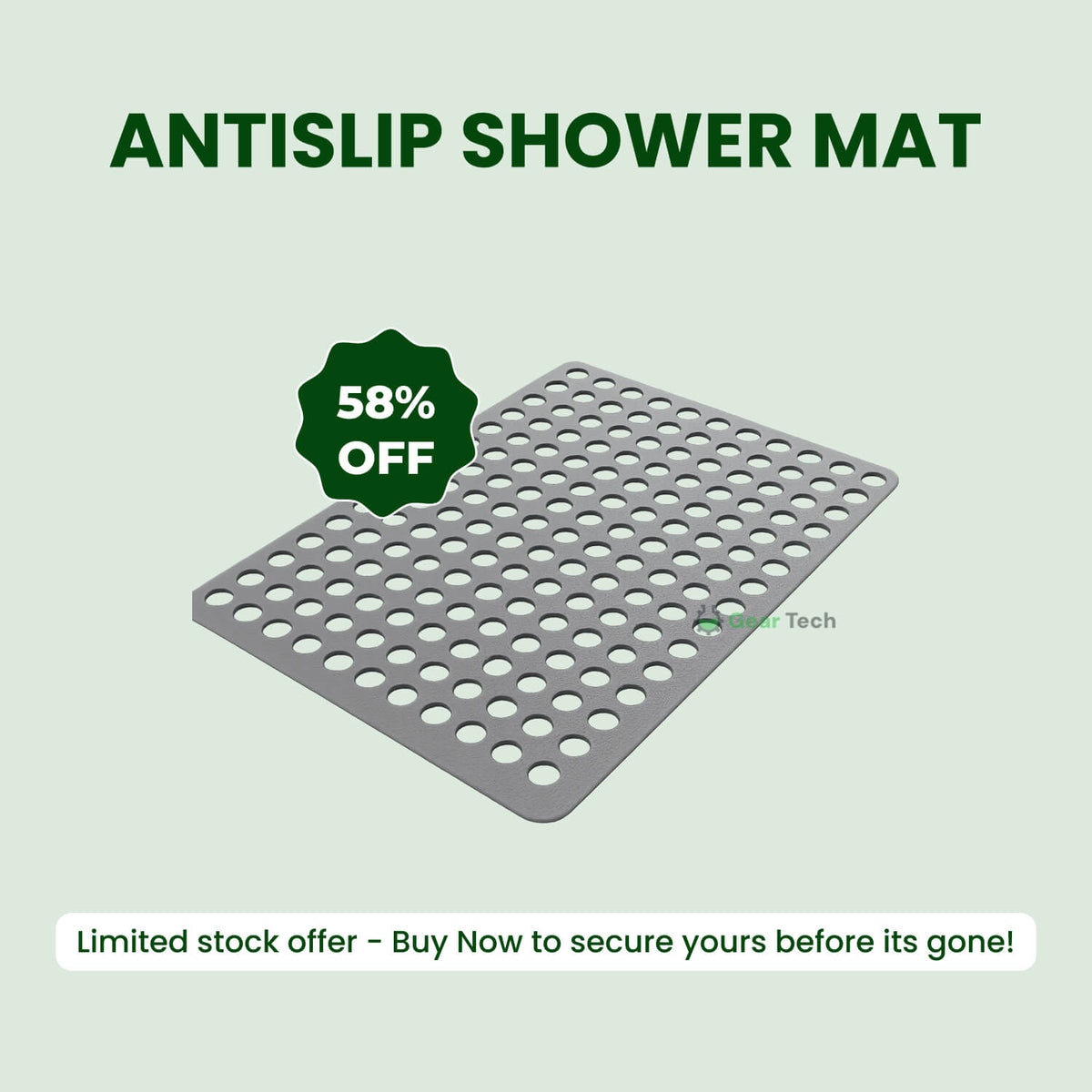 Antislip Badmat Douchemat met Zuignappen voor Veiligheid en Comfort Badkamer 60x90cm Antislip Vloermat | Sulvida
