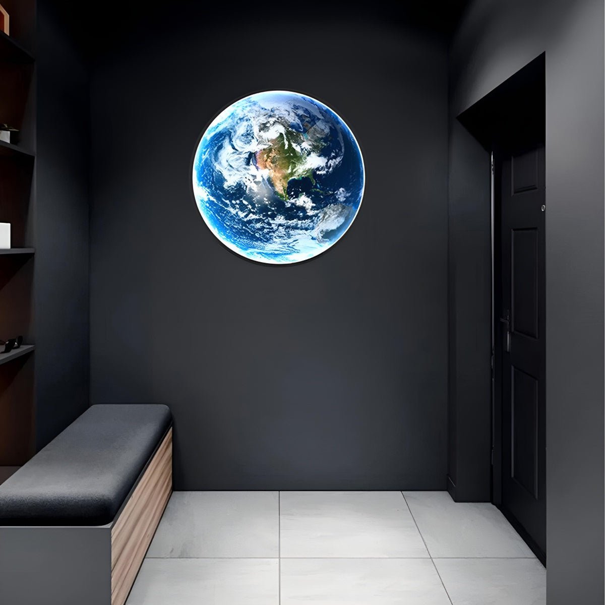 Wandlamp met Aarde Wereldbol Design Dimbaar LED Verlichting Blauw Acryl Metaal voor Woonkamer Slaapkamer | Sulvida