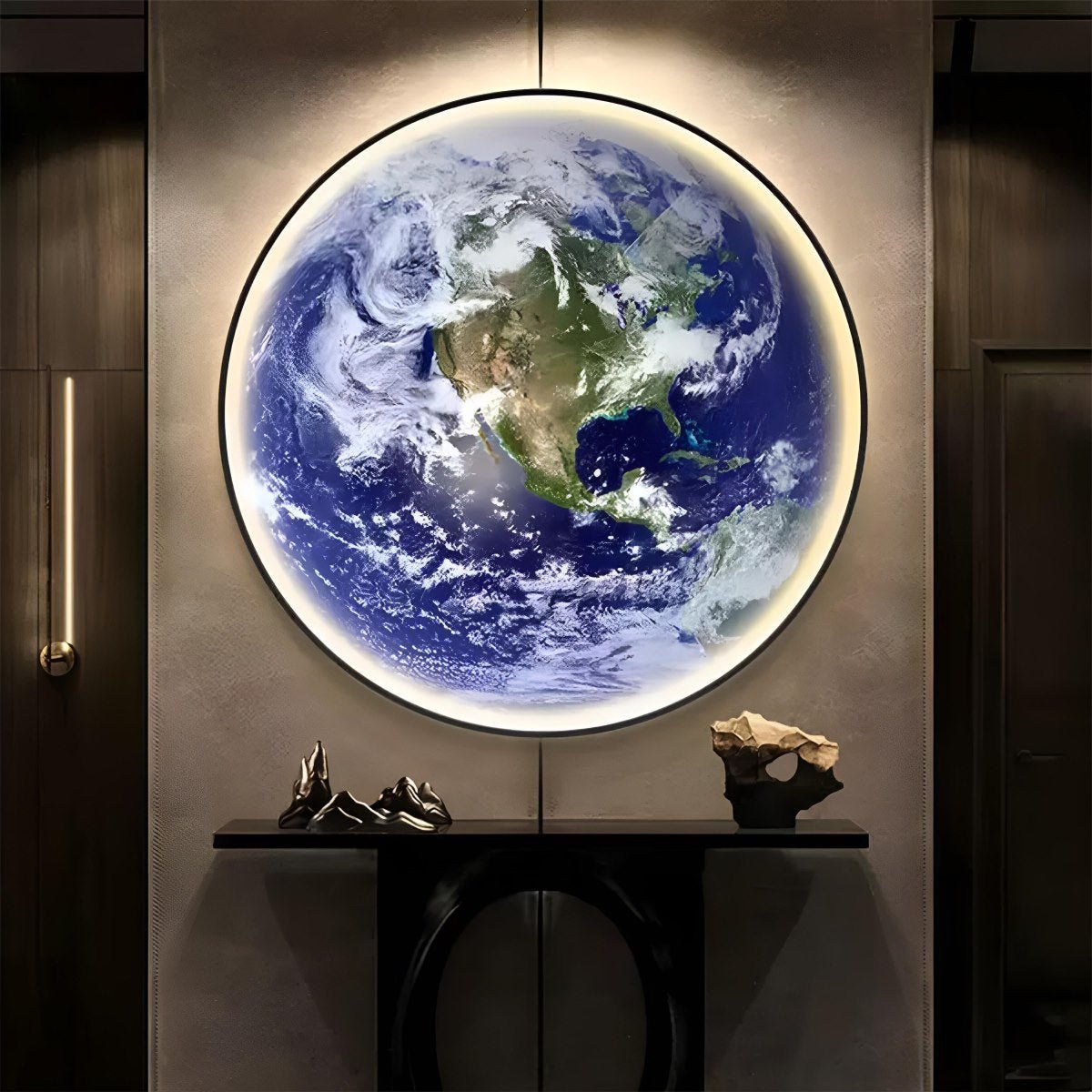 Wandlamp met Aarde Wereldbol Design Dimbaar LED Verlichting Blauw Acryl Metaal voor Woonkamer Slaapkamer | Sulvida