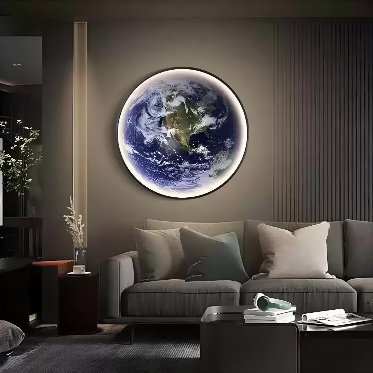 Wandlamp met Aarde Wereldbol Design Dimbaar LED Verlichting Blauw Acryl Metaal voor Woonkamer Slaapkamer | Sulvida