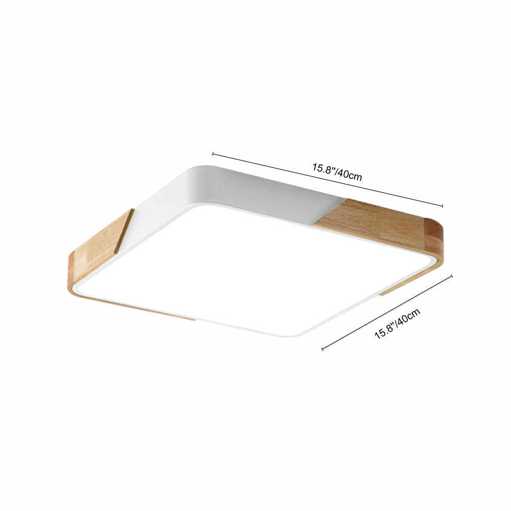 Plafonnier LED moderne rectangulaire en bois et acrylique, à intensité et température de couleur réglables, 3000K-6000K, cuisine, salon, chambre | Sulvida