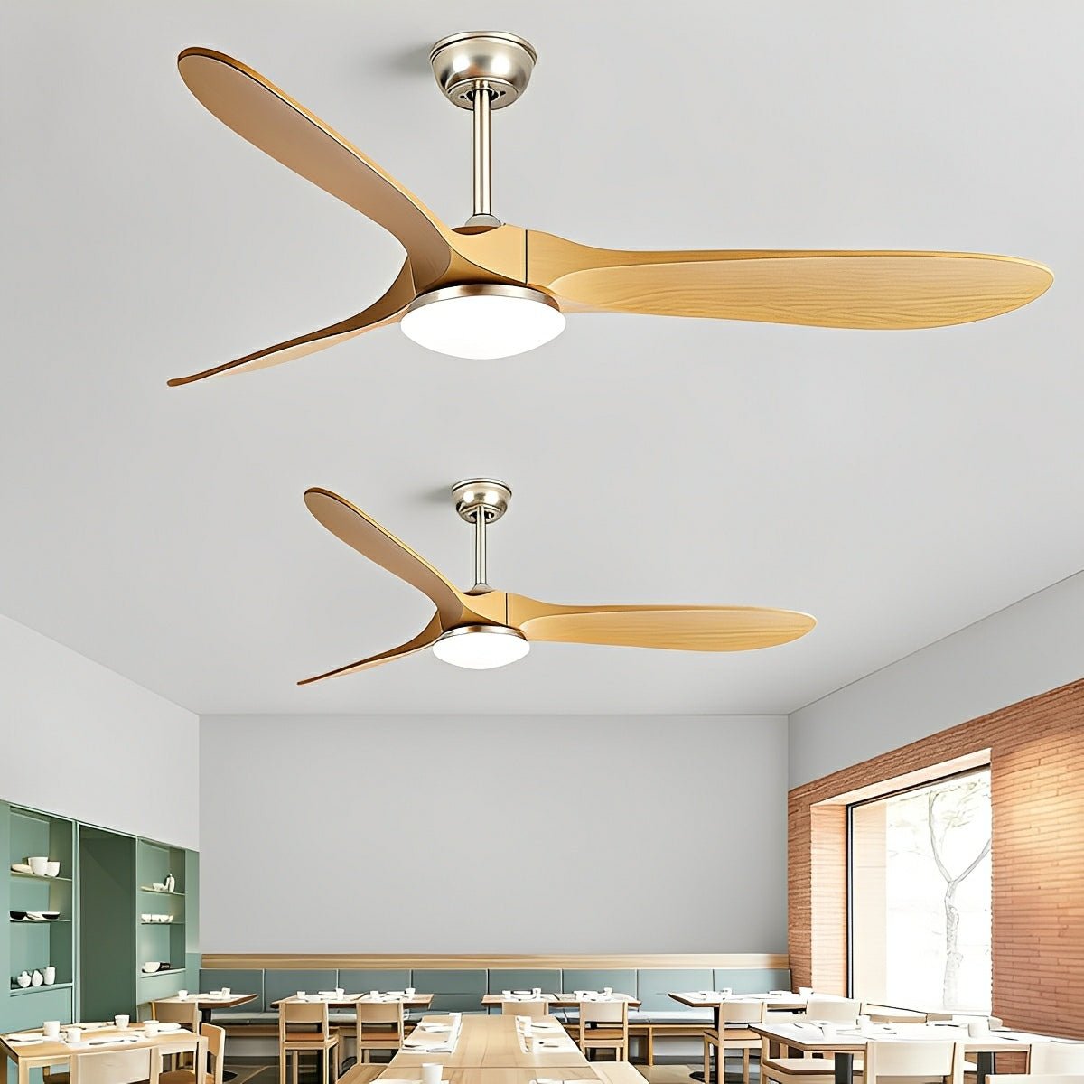 Plafondventilator met verlichting en afstandsbediening 42 52 60 inch stil houtfinish modern slaapkamer | Sulvida