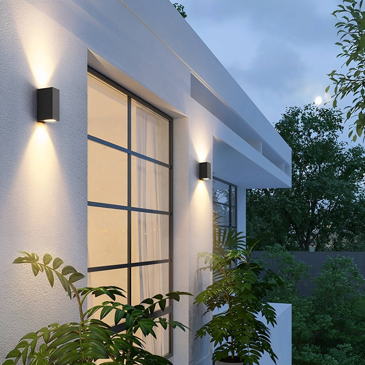 Vierkante buitenwandlamp met dubbellicht zwart aluminium IP54 waterbestendig LED tuinverlichting 3W of 6W | Sulvida