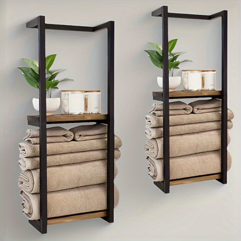 Handdoekrek voor Badkamer Wandmontage 77×14,5cm Edelstaal Ruimtebesparend 2-Laags Handdoekenhouder Design | Sulvida