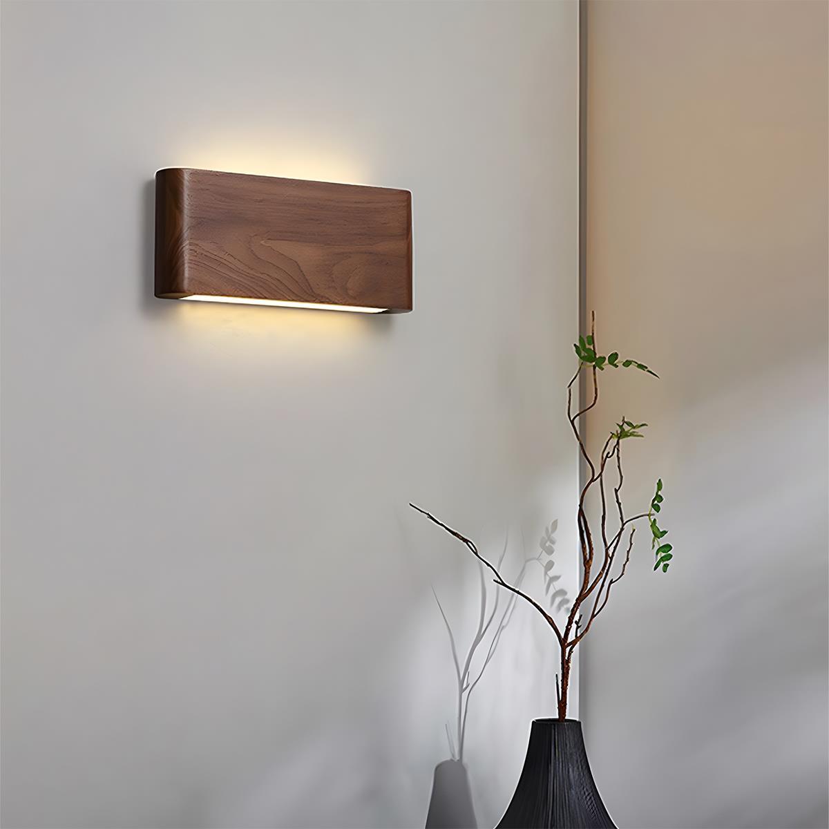 Wandlamp LED Hout Rechthoekig Notenhout 3 Standen Verstelbaar Warm Licht Sfeervol Modern Design Woonkamer | Sulvida