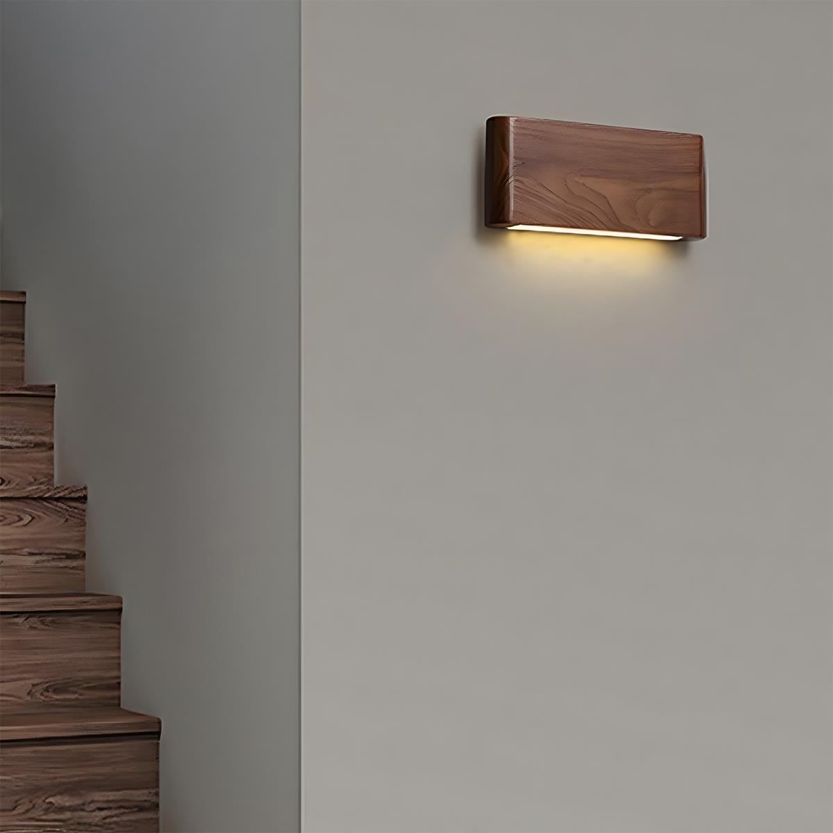 Wandlamp LED Hout Rechthoekig Notenhout 3 Standen Verstelbaar Warm Licht Sfeervol Modern Design Woonkamer | Sulvida