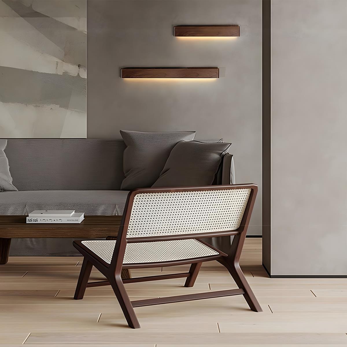 Wandlamp LED Hout Rechthoekig Notenhout 3 Standen Verstelbaar Warm Licht Sfeervol Modern Design Woonkamer | Sulvida