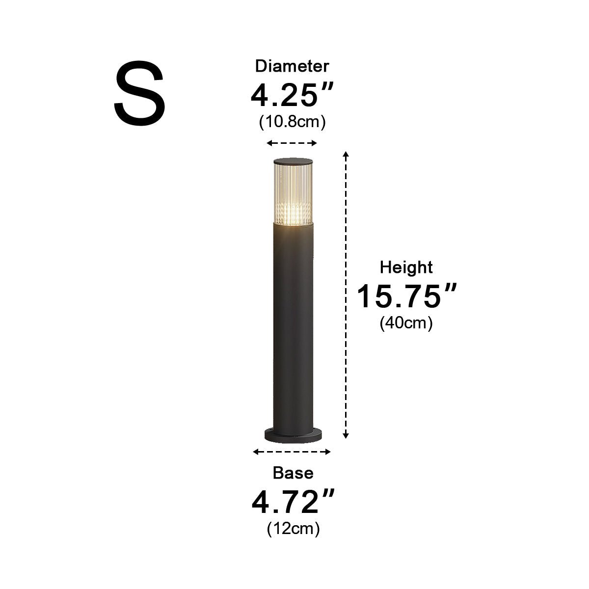 LED Sokkellamp Cilinder Zwart Waterdicht IP65 Tuinverlichting 40-80cm Tuin Oprit Terras Pad Warm Wit Licht | Sulvida