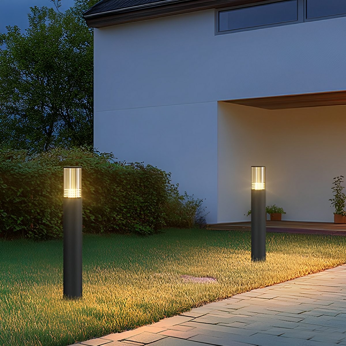 LED Sokkellamp Cilinder Zwart Waterdicht IP65 Tuinverlichting 40-80cm Tuin Oprit Terras Pad Warm Wit Licht | Sulvida