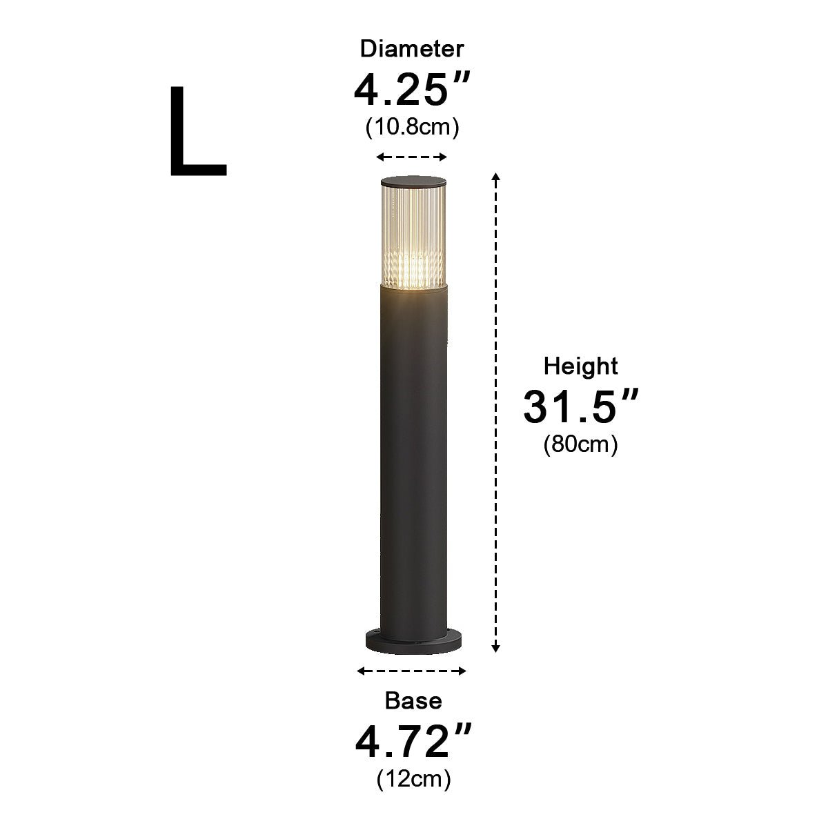 LED Sokkellamp Cilinder Zwart Waterdicht IP65 Tuinverlichting 40-80cm Tuin Oprit Terras Pad Warm Wit Licht | Sulvida