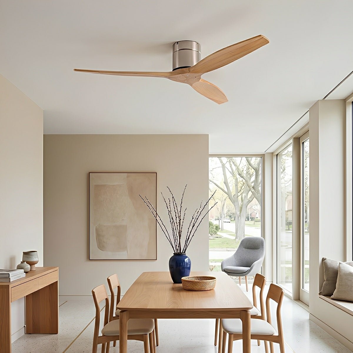 Plafondventilator met Houten Bladen en DC Motor 42 52 60 inch Fluisterstil voor Woonkamer Slaapkamer | Sulvida