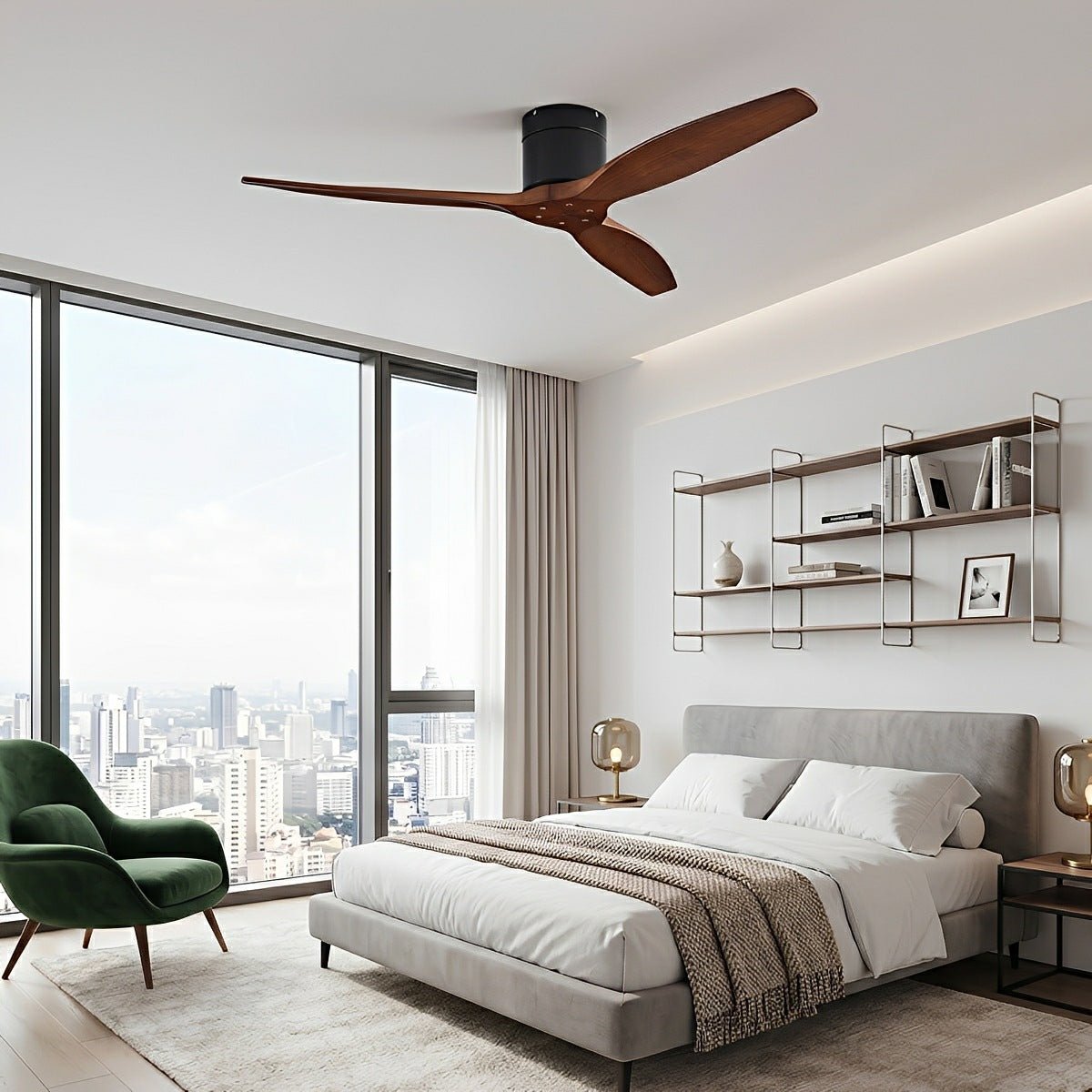 Plafondventilator met Houten Bladen en DC Motor 42 52 60 inch Fluisterstil voor Woonkamer Slaapkamer | Sulvida