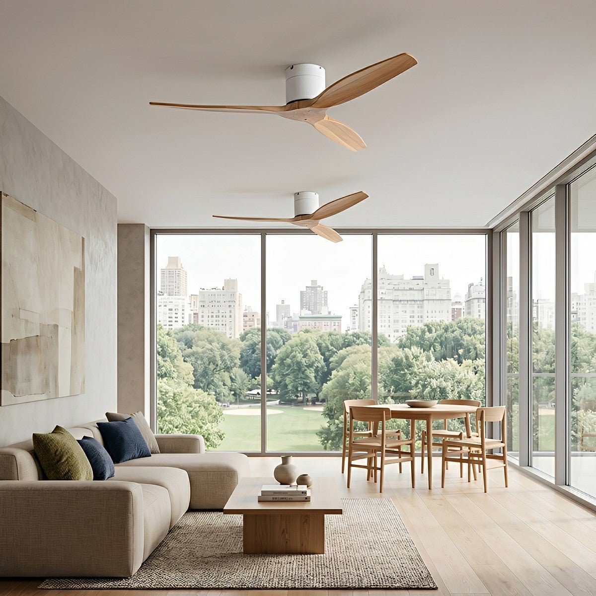 Plafondventilator met Houten Bladen en DC Motor 42 52 60 inch Fluisterstil voor Woonkamer Slaapkamer | Sulvida