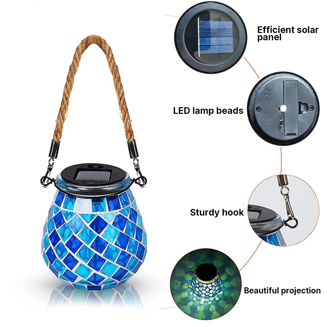 Solar Hanglamp Gekleurd Glas Cilinder Rood Tuin Sfeerlamp 600mAh LED Waterdicht IP44 Tuinverlichting | Sulvida