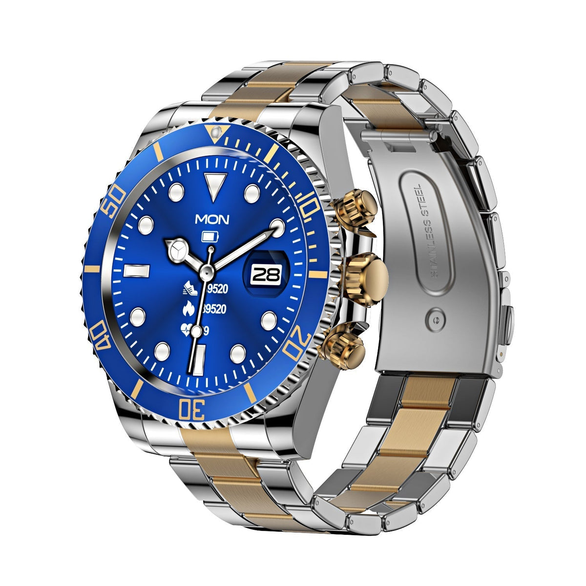 Smartwatch met Bluetooth gespreksfunctie draaibare bezel stalen band multifunctioneel sporthorloge fitness tracker | Sulvida