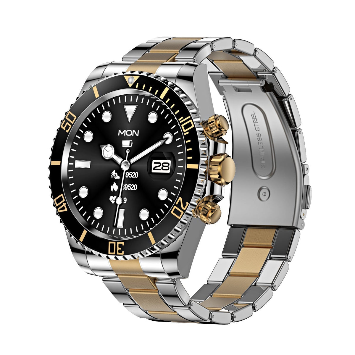 Smartwatch met Bluetooth gespreksfunctie draaibare bezel stalen band multifunctioneel sporthorloge fitness tracker | Sulvida