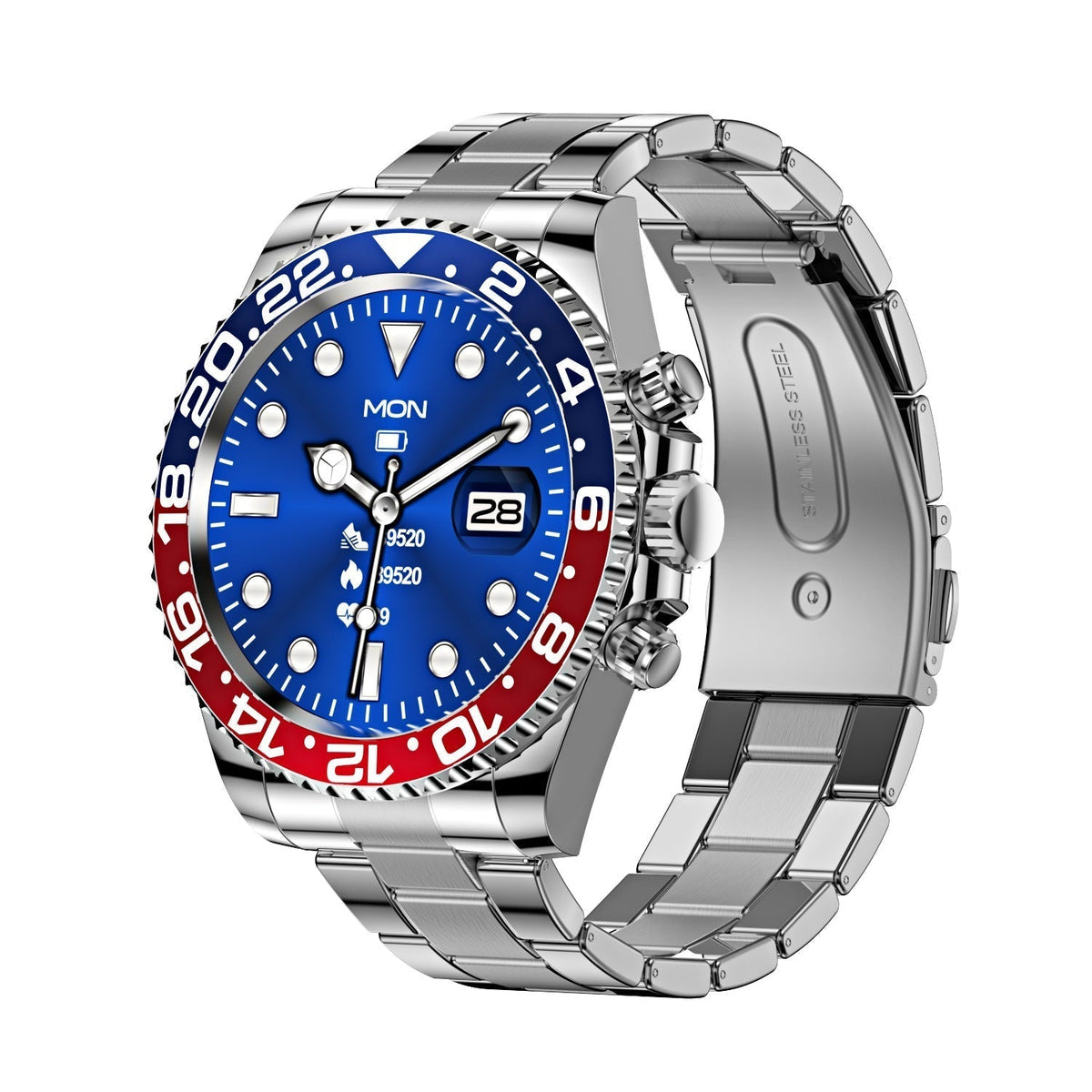 Smartwatch met Bluetooth gespreksfunctie draaibare bezel stalen band multifunctioneel sporthorloge fitness tracker | Sulvida