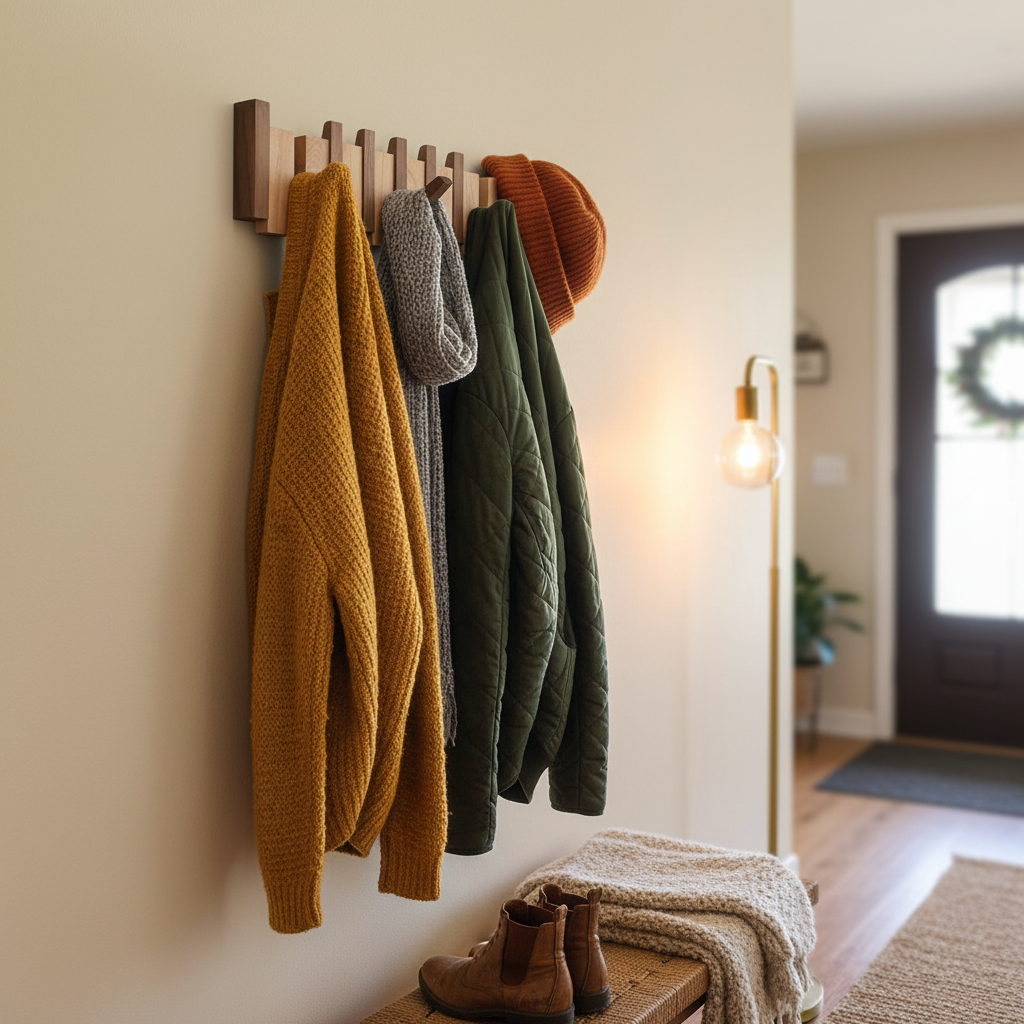 Houten wandkapstok met pianotoetsen design meerdere haken stijlvol organizer hal entree woonkamer gang | Sulvida
