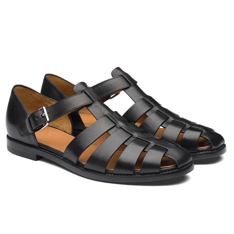 Leren Heren Sandalen Gesloten Teen Verstelbaar Comfortabel Zomerschoeisel voor Wandelen en Outdoor Activiteiten | Sulvida