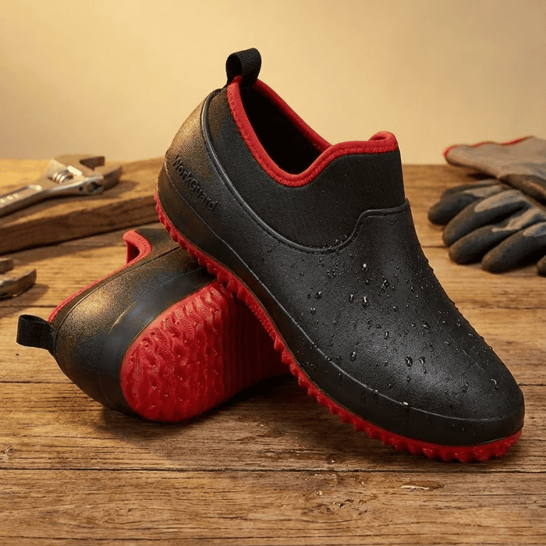 Waterdichte werkschoenen textiel slip-on antislip zool veiligheid industrie bouw tuin zwart blauw rood | Sulvida