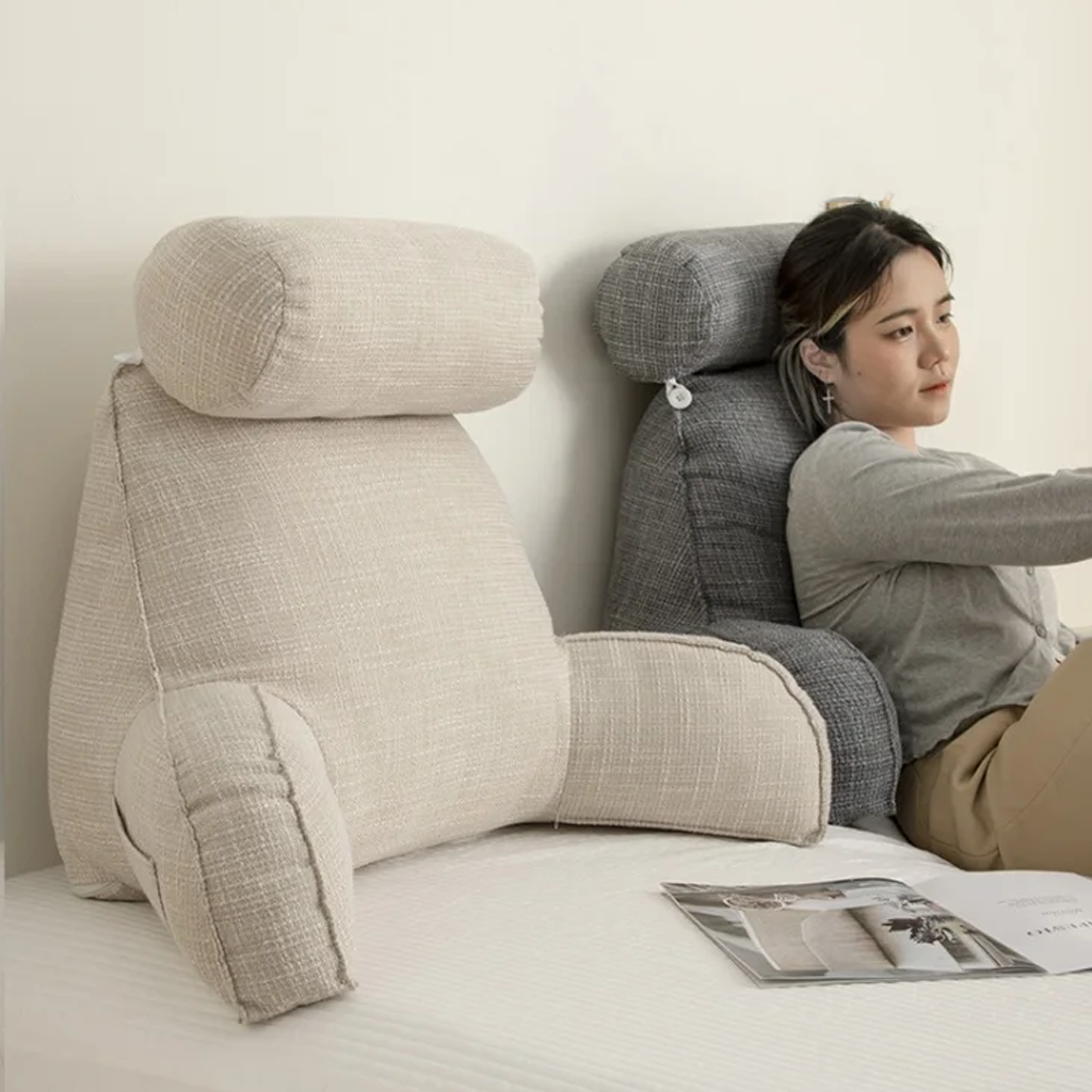 Ergonomisch Leeskussen met Verstelbaar Hoofdsteun en Handige Zijzak voor Optimaal Comfort in Bed en op de Bank | Sulvida