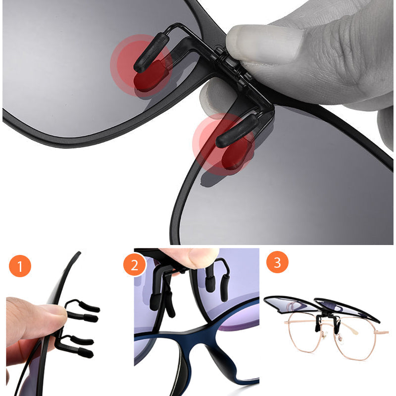 Gepolariseerde Clip-on Zonnebril UV400 Metaallegering Omklapbaar Brillenclip voor Dagelijks Gebruik Outdoor | Sulvida