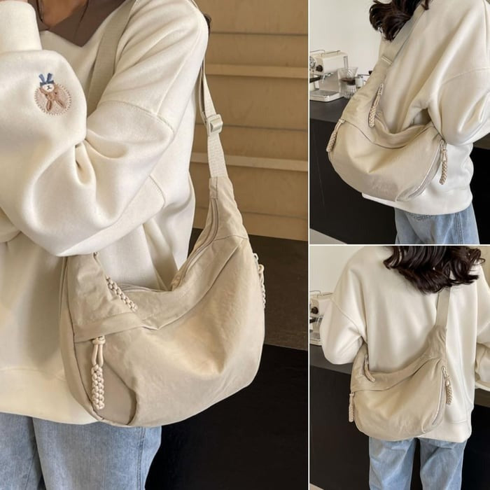 Sac bandoulière en nylon en forme de demi-lune, réglable, léger, pour un usage quotidien, imperméable, pour femme | Sulvida