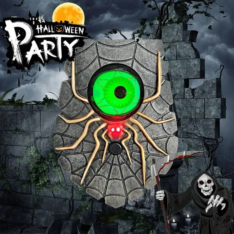 Deurbel met Spinnenvorm en Lichtgevend Oog Halloween Decoratie voor Binnen en Buiten Griezelige Sfeer | Sulvida