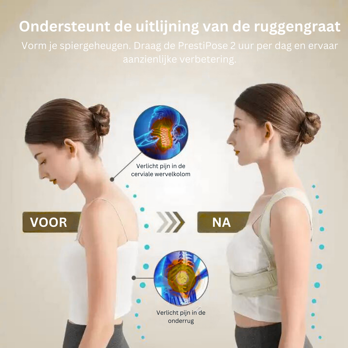 Houdingscorrector Onzichtbaar Draagcomfort Rugsteun Schouderband Postuur Corrector Verstelbaar Unisex | Sulvida