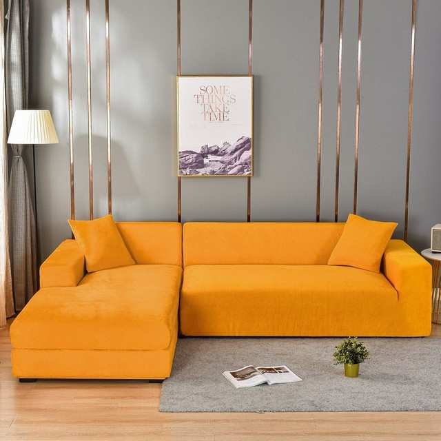 Elastische Bankhoes Fluweel Volledige Bescherming 1-4 Zits Wasbaar Vlekbestendig Huisdieren Stretch Sofa Cover | Sulvida
