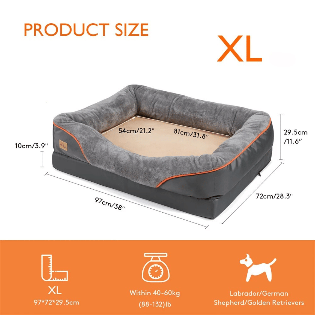 Orthopedisch Hondenmand Memory Foam voor Grote Honden Wasbare Hoes Pluche Comfortbed Luxe Steungevend | Sulvida