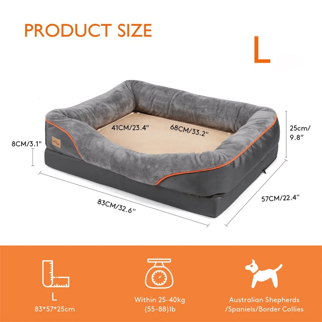 Orthopedisch Hondenmand Memory Foam voor Grote Honden Wasbare Hoes Pluche Comfortbed Luxe Steungevend | Sulvida