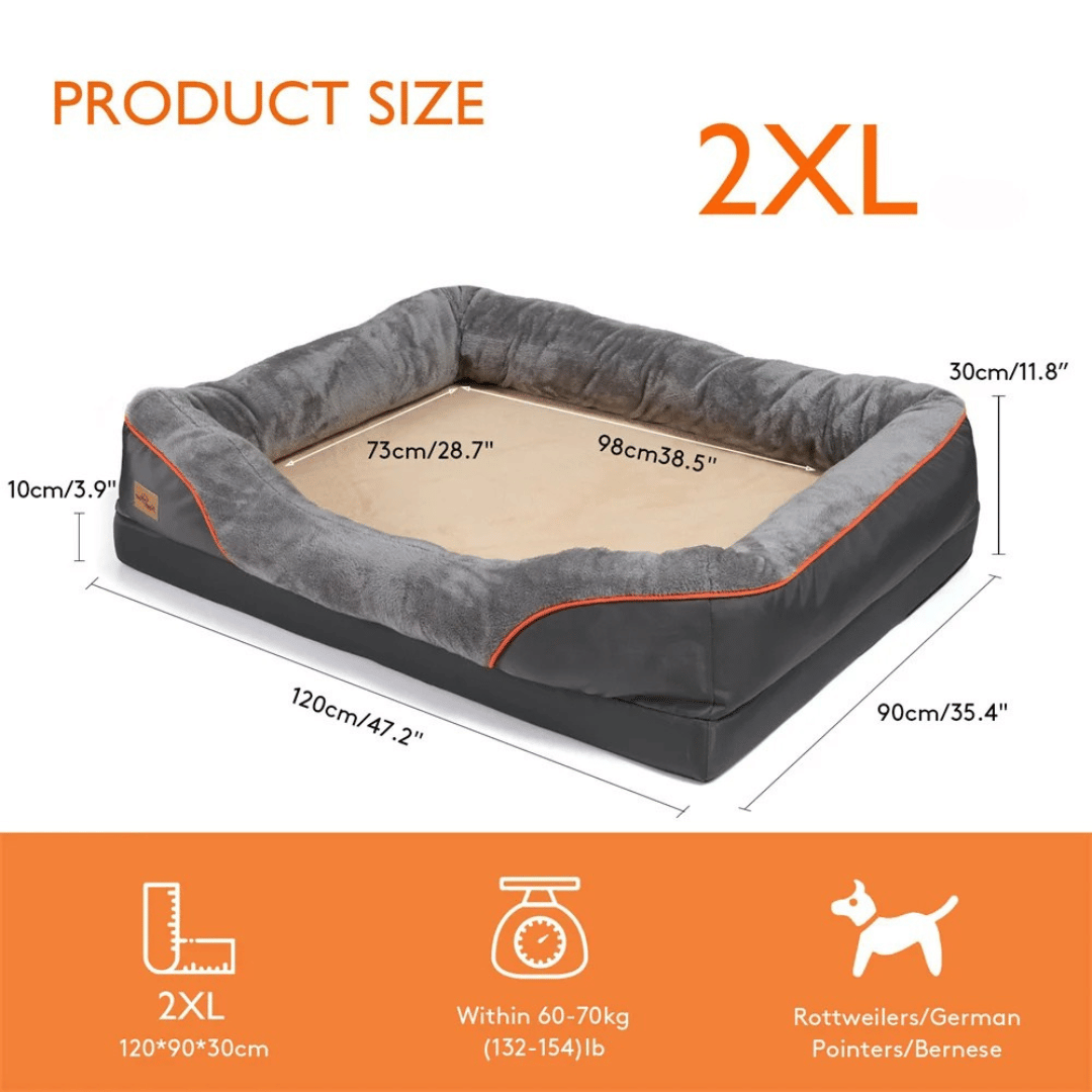 Orthopedisch Hondenmand Memory Foam voor Grote Honden Wasbare Hoes Pluche Comfortbed Luxe Steungevend | Sulvida
