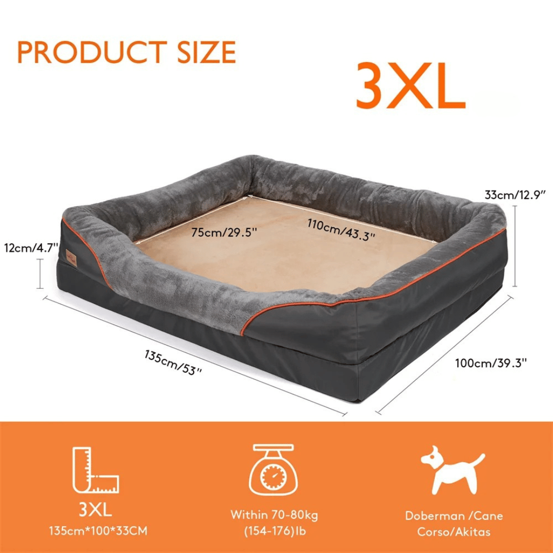 Orthopedisch Hondenmand Memory Foam voor Grote Honden Wasbare Hoes Pluche Comfortbed Luxe Steungevend | Sulvida