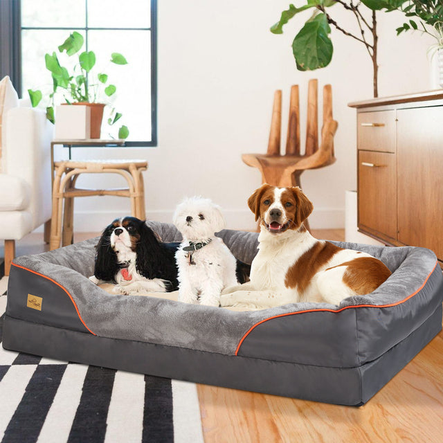 Orthopedisch Hondenmand Memory Foam voor Grote Honden Wasbare Hoes Pluche Comfortbed Luxe Steungevend | Sulvida