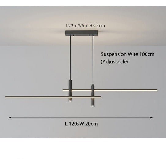 Lineaire LED hanglamp aluminium verstelbaar zwart voor eettafel keukeneiland kantoor dimbaar warm wit 3000K | Sulvida