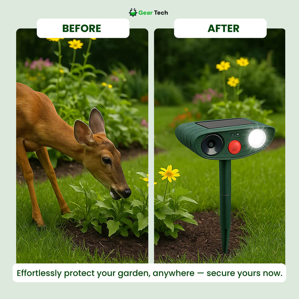 Ultrasone Hertenafweer op Zonne-Energie voor Tuin met Bewegingssensor Dierverjager 2425sqft Bescherming | Sulvida