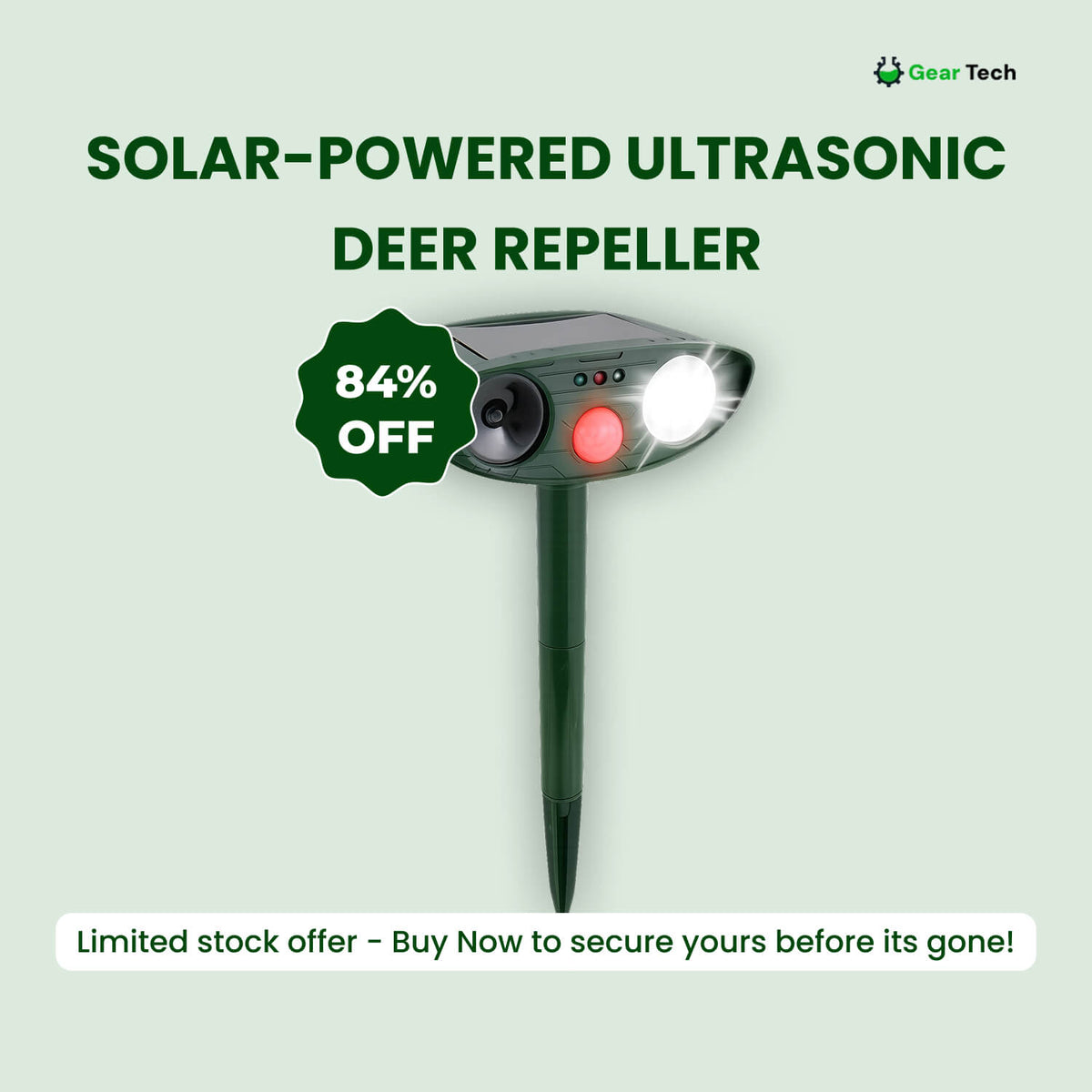 Ultrasone Hertenafweer op Zonne-Energie voor Tuin met Bewegingssensor Dierverjager 2425sqft Bescherming | Sulvida