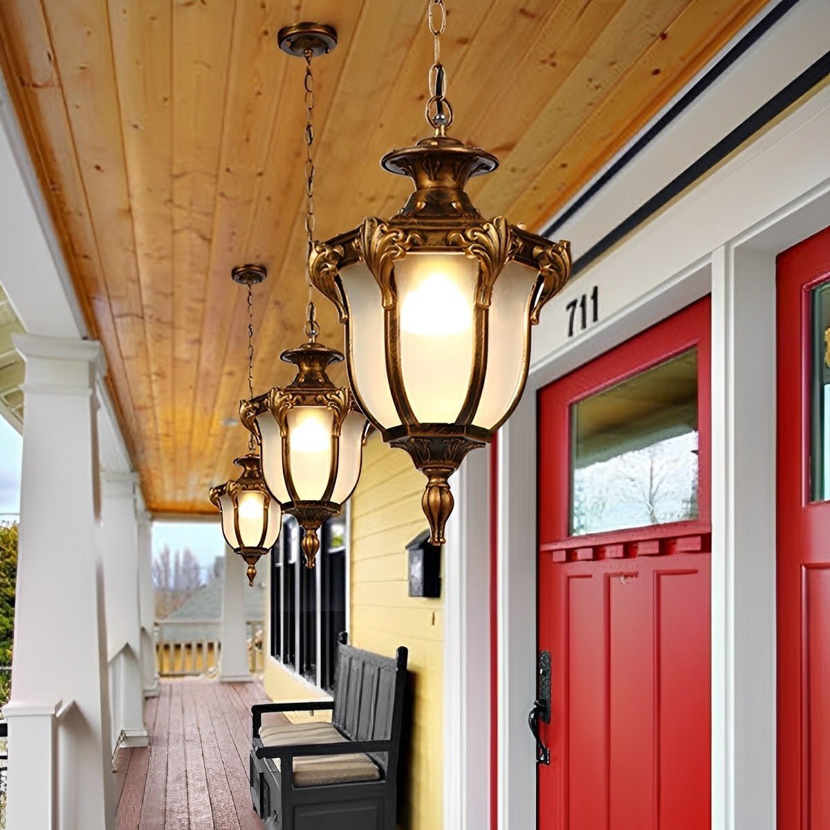 Hanglamp Buiten Glas Waterbestendig LED Vintage Landelijke Stijl Tuin Terras Veranda Balkon Sfeerverlichting | Sulvida
