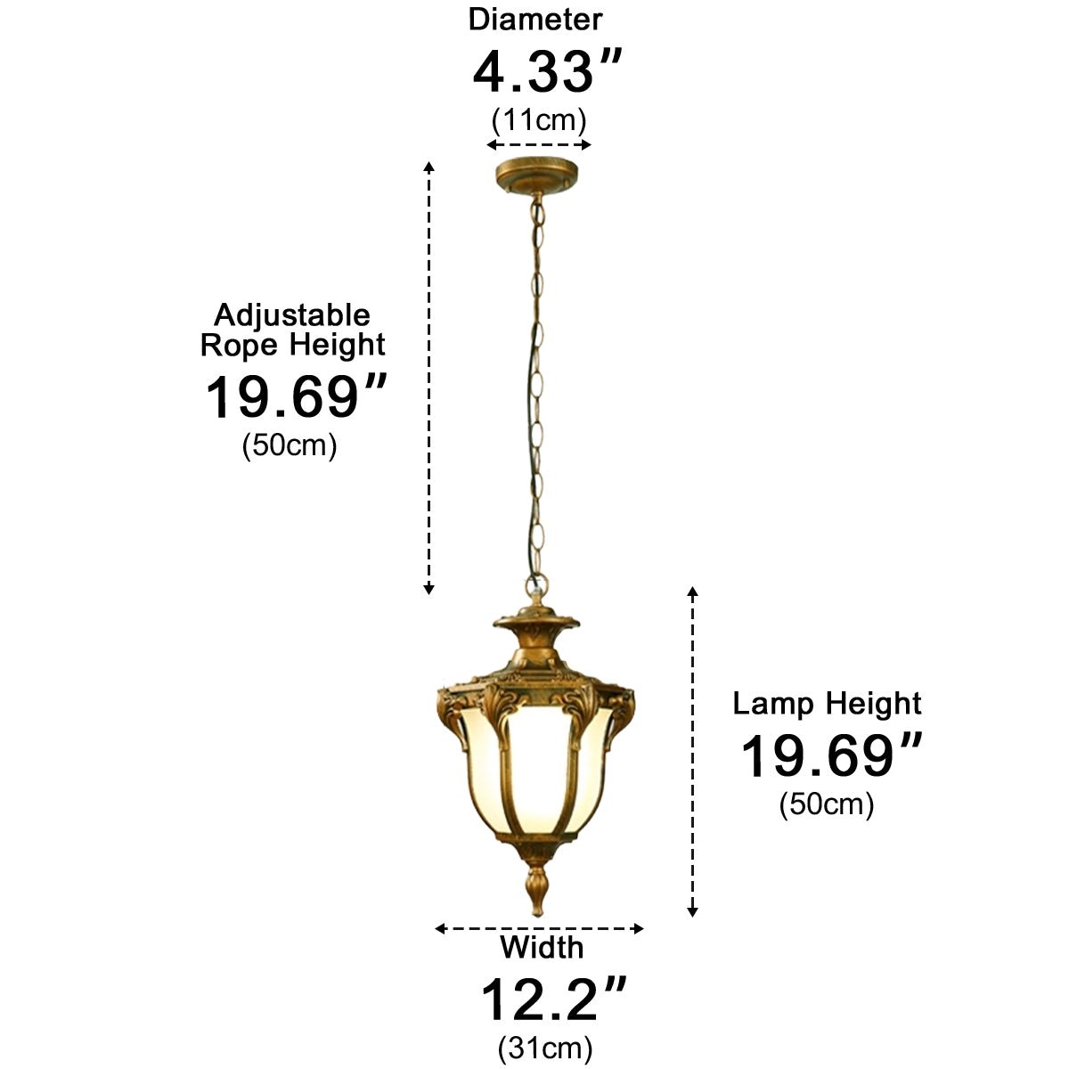 Hanglamp Buiten Glas Waterbestendig LED Vintage Landelijke Stijl Tuin Terras Veranda Balkon Sfeerverlichting | Sulvida