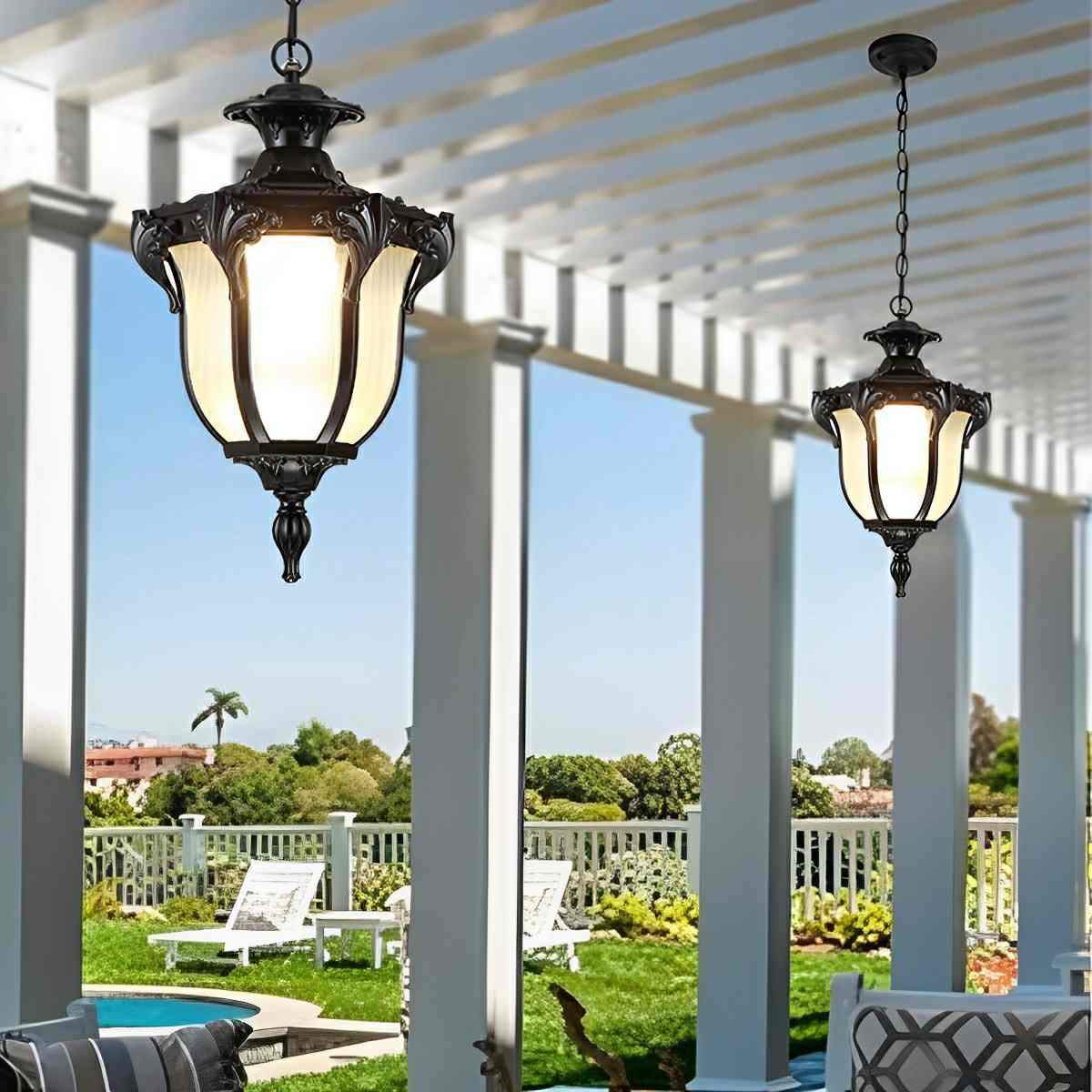 Hanglamp Buiten Glas Waterbestendig LED Vintage Landelijke Stijl Tuin Terras Veranda Balkon Sfeerverlichting | Sulvida