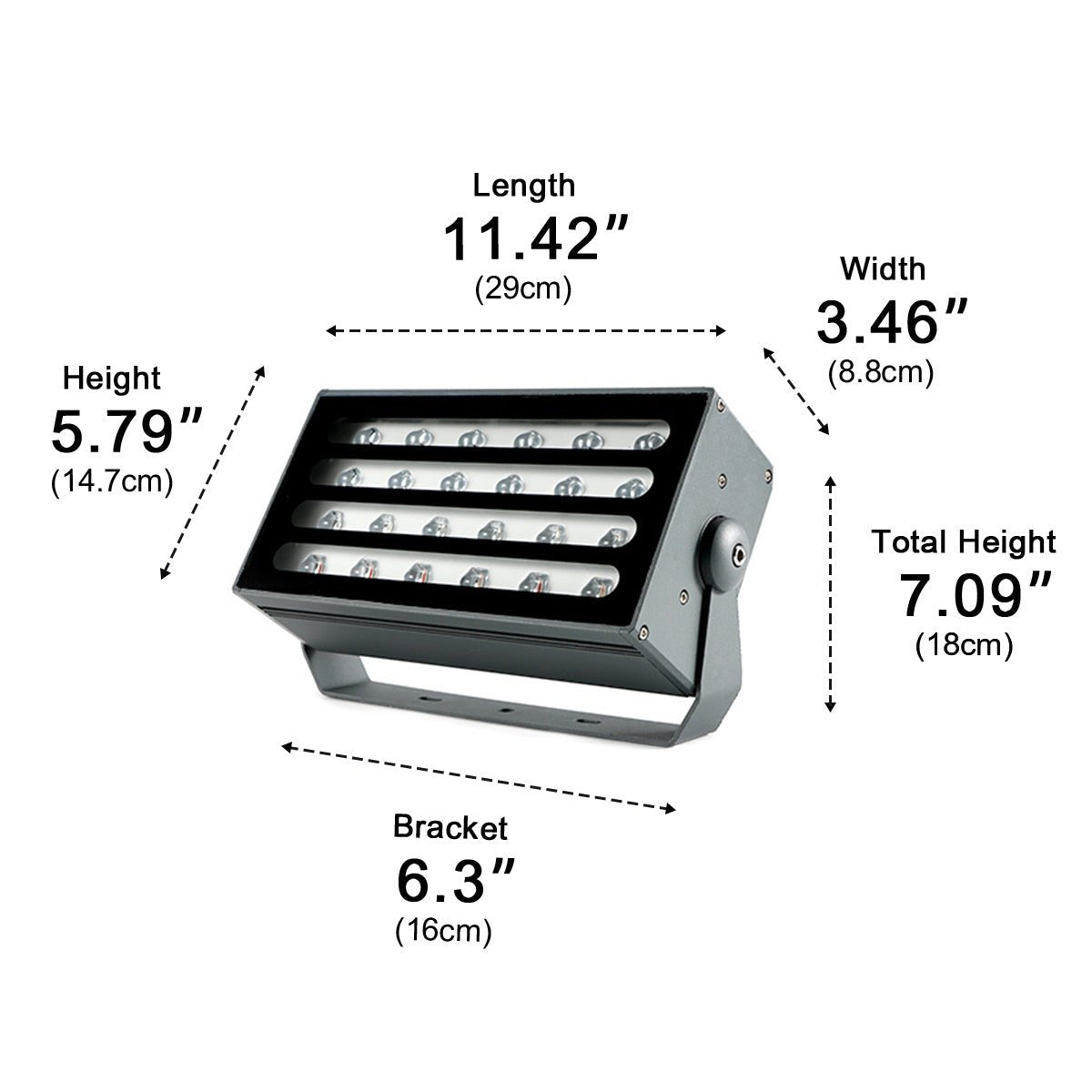 RGB LED Buitenspot Grijs 48W-72W Aluminium Waterdicht IP66 Tuinverlichting voor Bomen Gevels & Architectuur | Sulvida