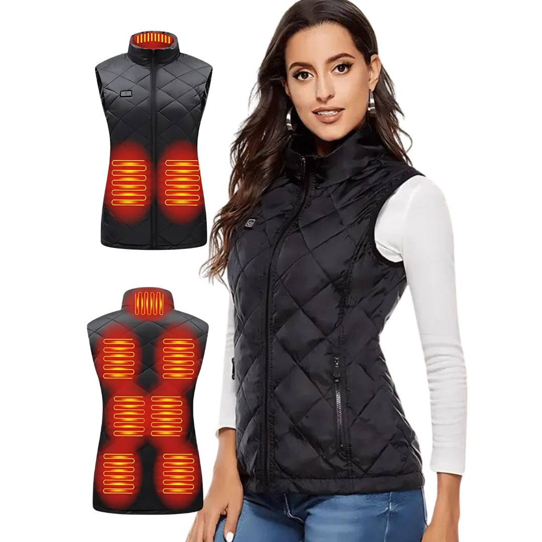 Verwarmbaar Bodywarmer Dames Lichtgewicht Elektrisch Gilet Verstelbare Warmtestanden Zwart Blauw Outdoor | Sulvida