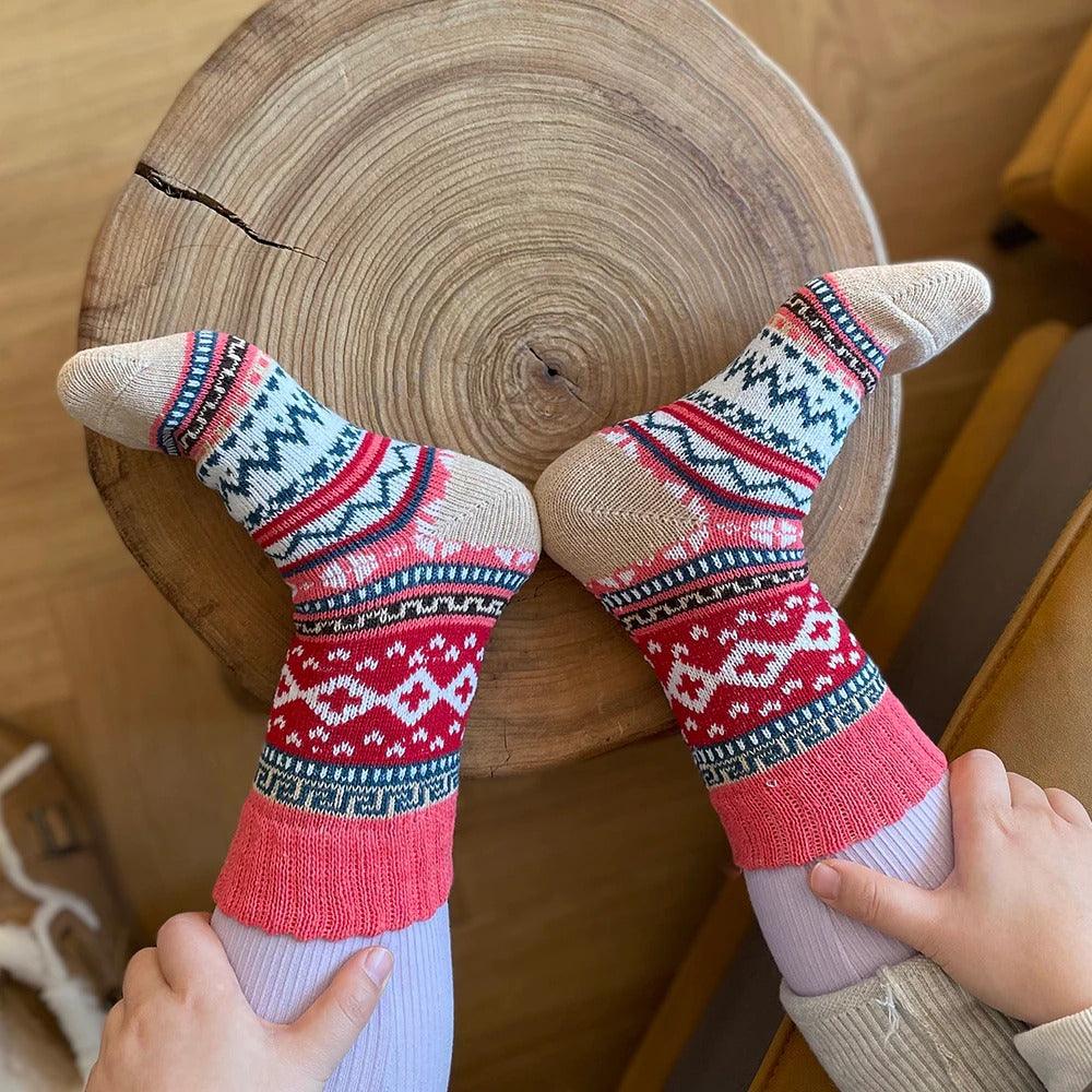 Scandinavische Winterwollen Sokken - Warme Gebreide Sokken met Tijdloos Patroon voor Heren en Dames - Hoge Kwaliteit Wol-Katoenmix - Set van 5 Paar | Sulvida